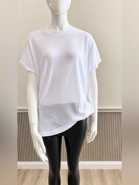 Mono B White Relaxed Crew Short Sleeve Tee